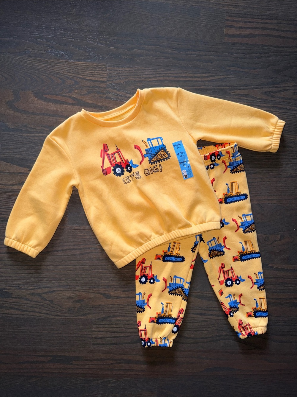 NWOT Primark 2T Construction Truck Sweatshirt Jogger Set